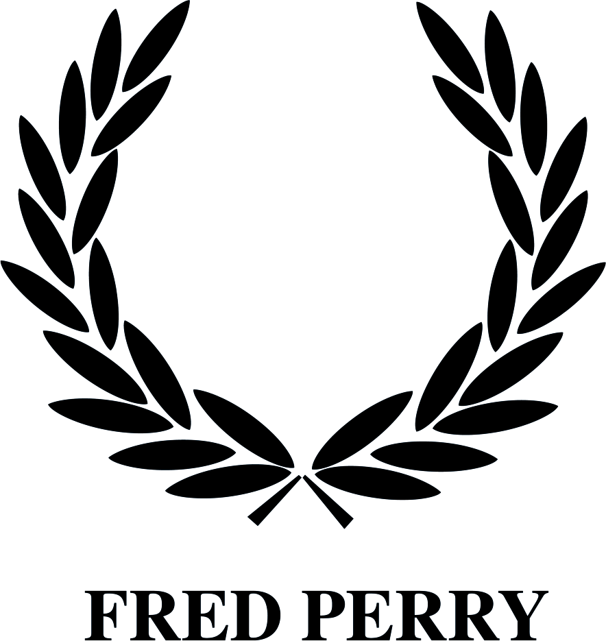 Fred Perry logo showing a black leaf crest in the shape of a capital ‘U’ letter