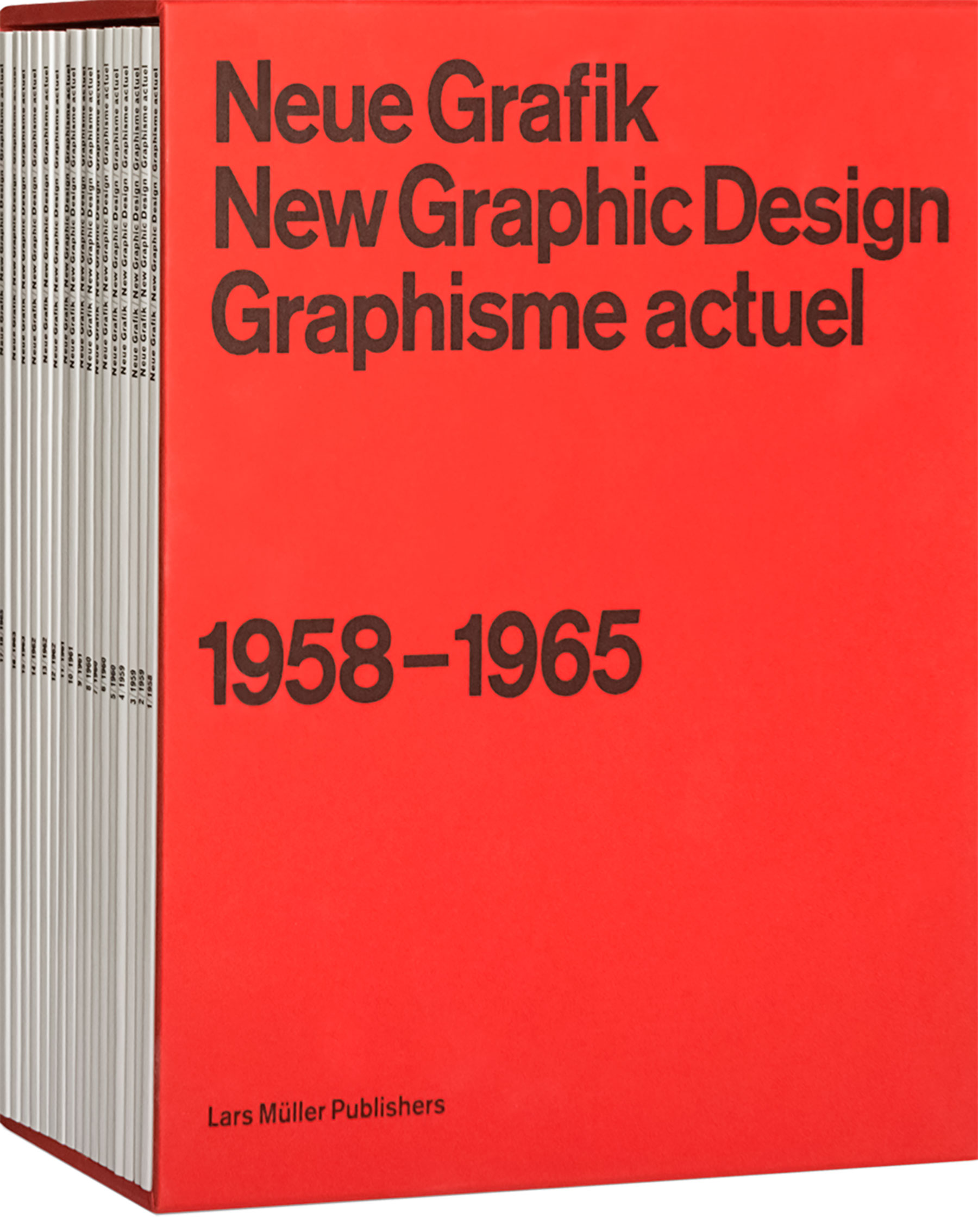 Front cover side-on photograph of all the journals, showing the red slipcase.