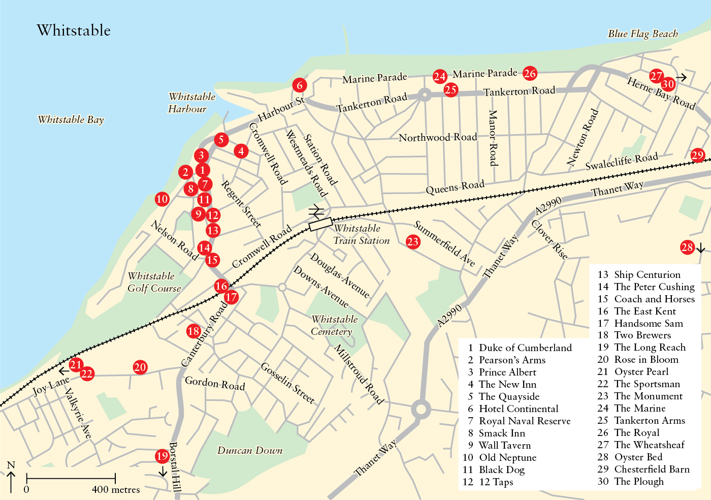Redrawn colour map showing roads and main place markers with a key