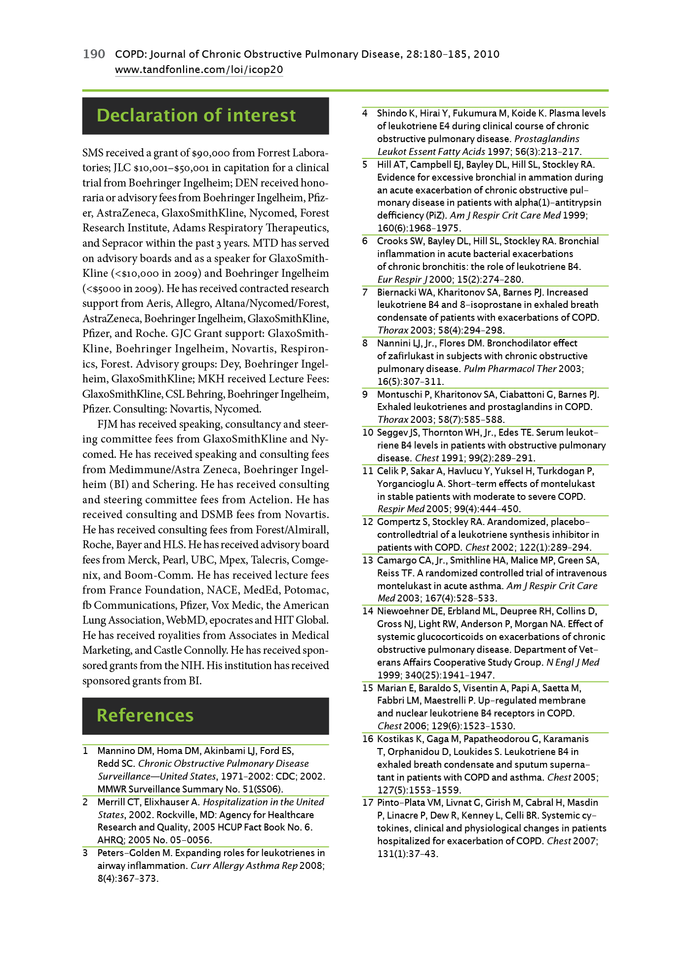 Image of a page from the journal showing endmatter and references typographic design