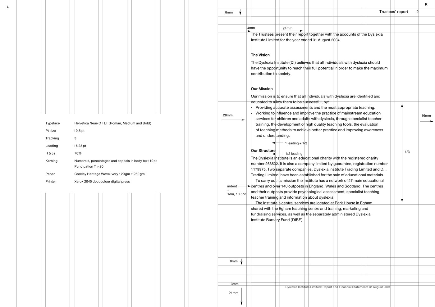 Annual report and financial statements design guide and composition specification